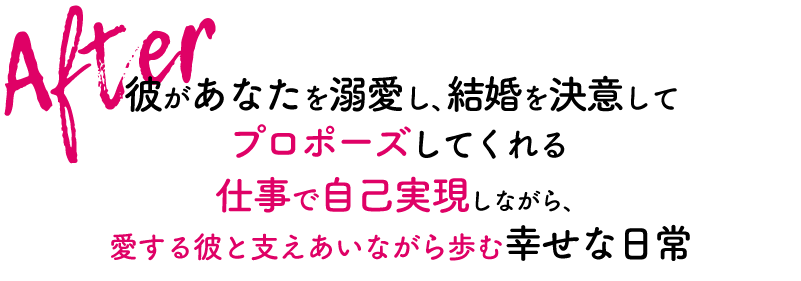 After 彼があなたを溺愛し、結婚を決意してプロポーズしてくれる。仕事で自己実現しながら、愛する彼と子どもがいる幸せな日常